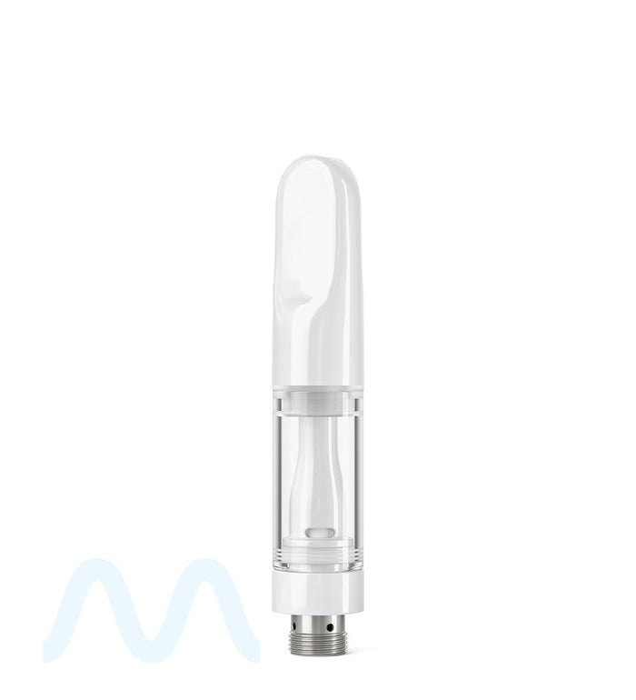 Verified Vapes | Ceramic Vape Cartridge with Flat White Ceramic Mouthpiece | 0.5mL - Press On - 100 Count Image