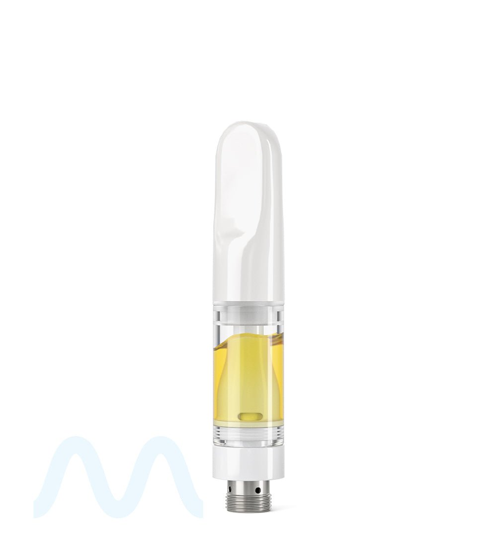 Verified Vapes | Ceramic Vape Cartridge with Flat White Ceramic Mouthpiece | 0.5mL - Press On - 100 Count - 8