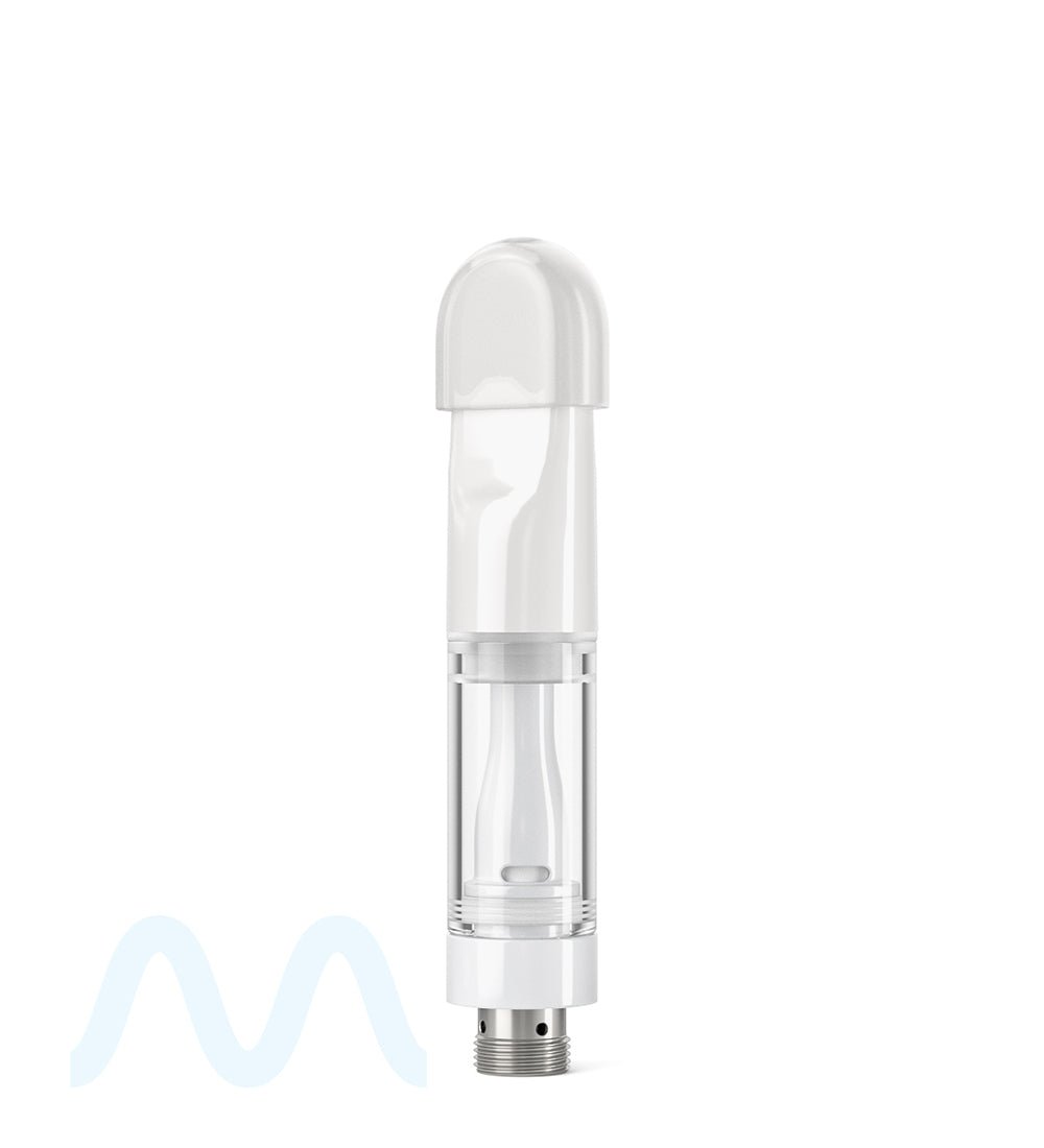 Verified Vapes | Ceramic Vape Cartridge with Flat White Ceramic Mouthpiece | 0.5mL - Press On - 100 Count - 9