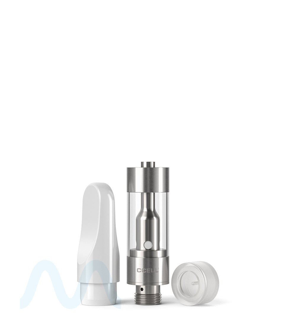 CCELL | Plastic Vape Cartridge with White Plastic Mouthpiece | 0.5mL - Press On - 100 Count - 6