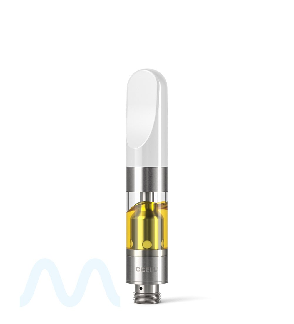 CCELL | Plastic Vape Cartridge with White Plastic Mouthpiece | 0.5mL - Press On - 100 Count - 8