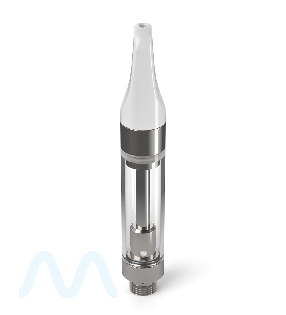 Ceramic Core Glass Vape Cartridge with Flat White Plastic Mouthpiece | 1mL - Press On - 1200 Count - 2