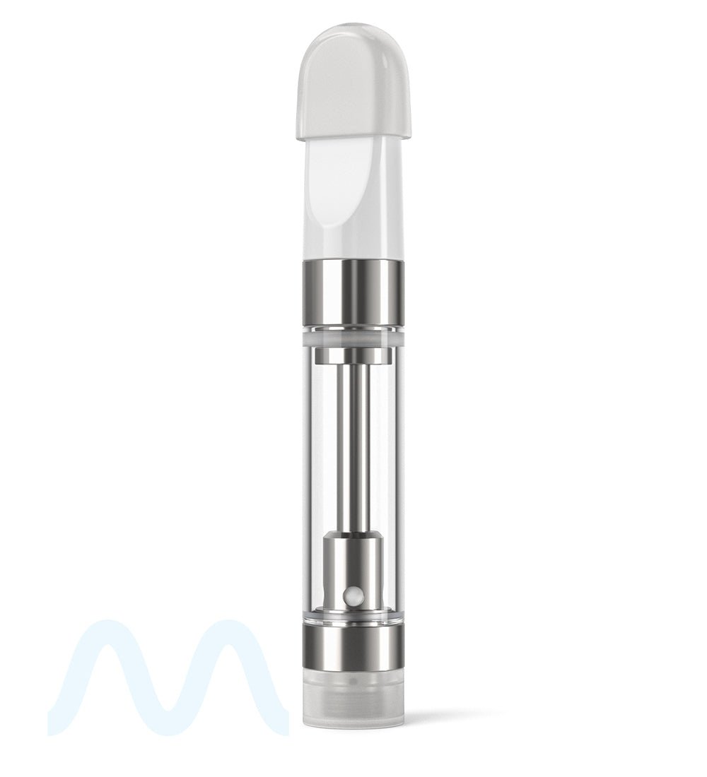 Ceramic Core Glass Vape Cartridge with Flat White Plastic Mouthpiece | 1mL - Press On - 1200 Count - 5