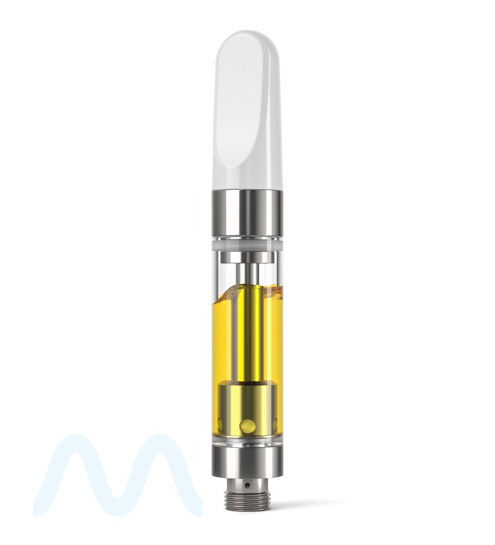 Ceramic Core Glass Vape Cartridge with Flat White Plastic Mouthpiece | 1mL - Press On - 1200 Count - 8