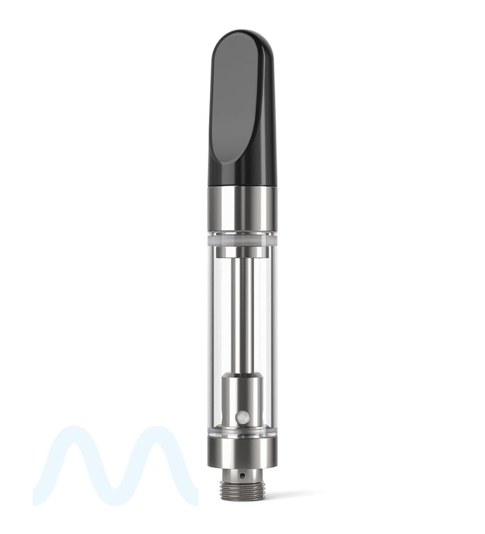 Ceramic Core Glass Vape Cartridge with Flat Black Plastic Mouthpiece | 1mL - Press On - 1200 Count Image