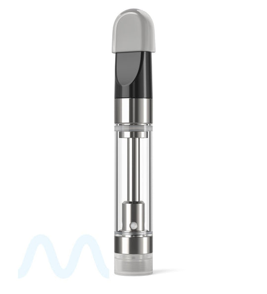 Ceramic Core Glass Vape Cartridge with Flat Black Plastic Mouthpiece | 1mL - Press On - 1200 Count - 5