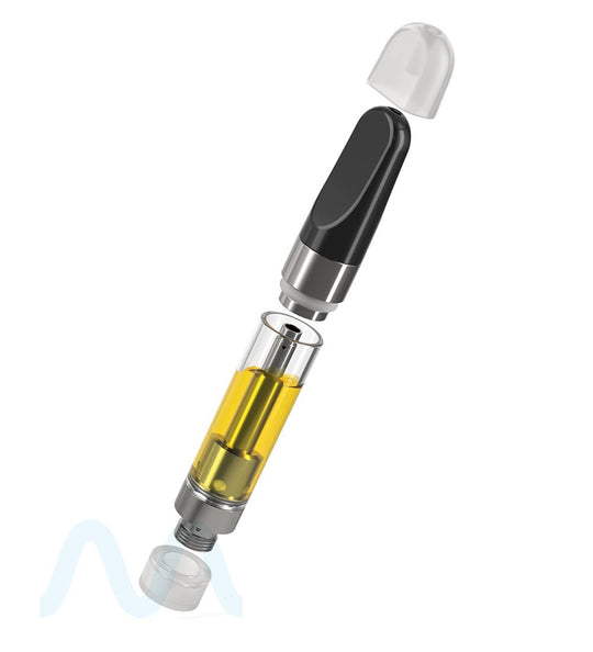 Ceramic Core Glass Vape Cartridge with Flat Black Plastic Mouthpiece | 1mL - Press On - 1200 Count - 9