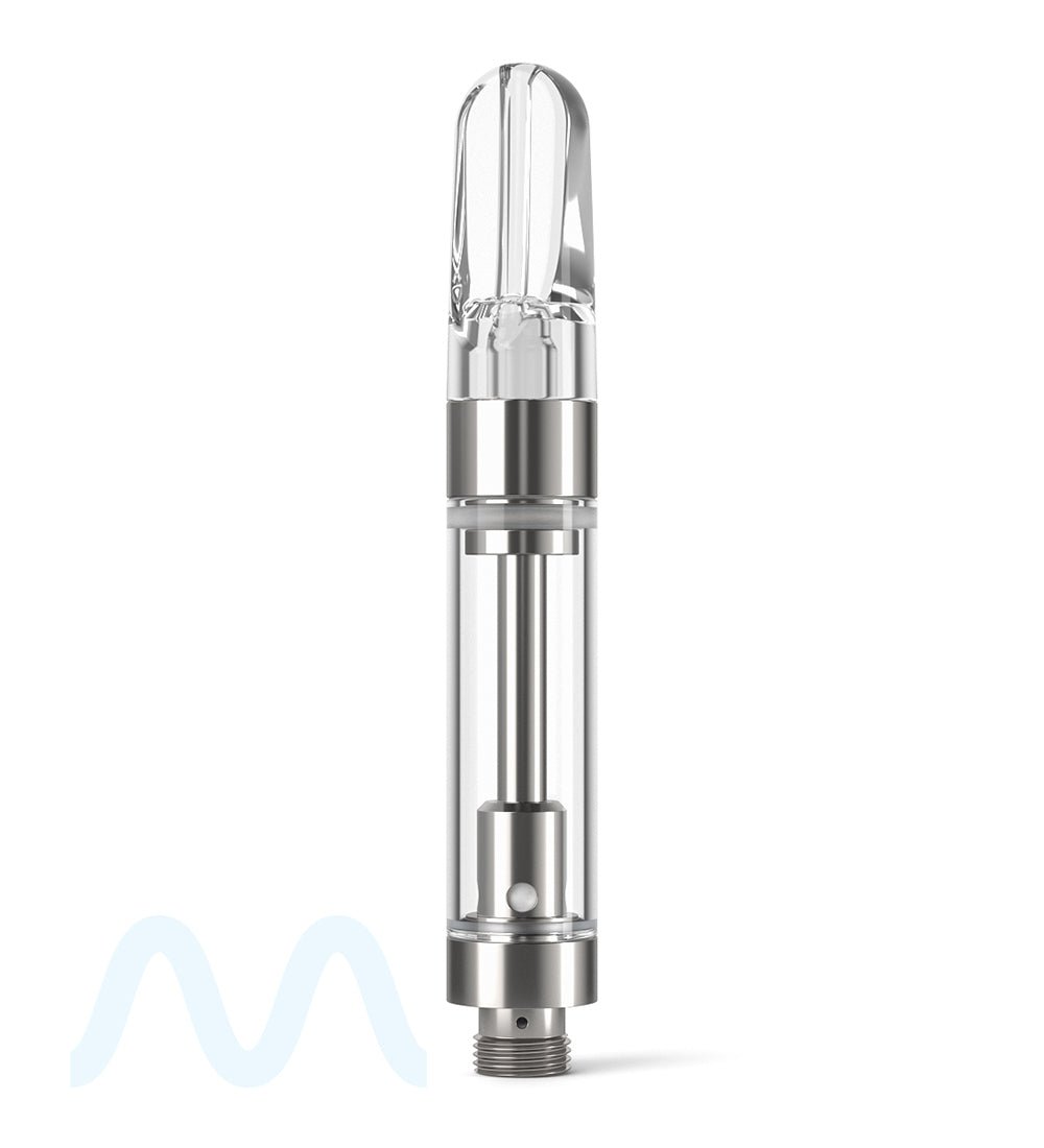 Ceramic Core Glass Vape Cartridge with Flat Clear Plastic Mouthpiece | 1mL - Press On - 1200 Count - 1