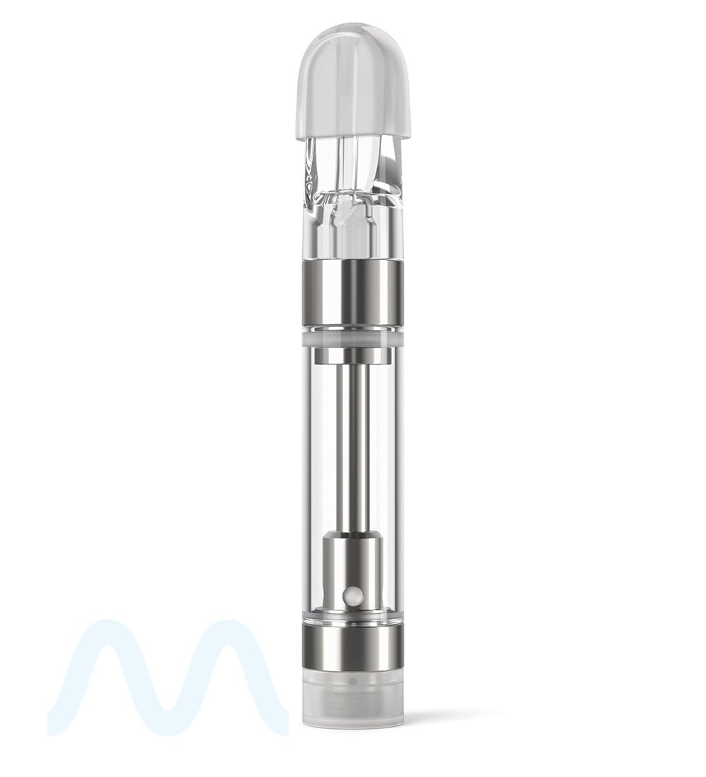 Ceramic Core Glass Vape Cartridge with Flat Clear Plastic Mouthpiece | 1mL - Press On - 1200 Count - 5