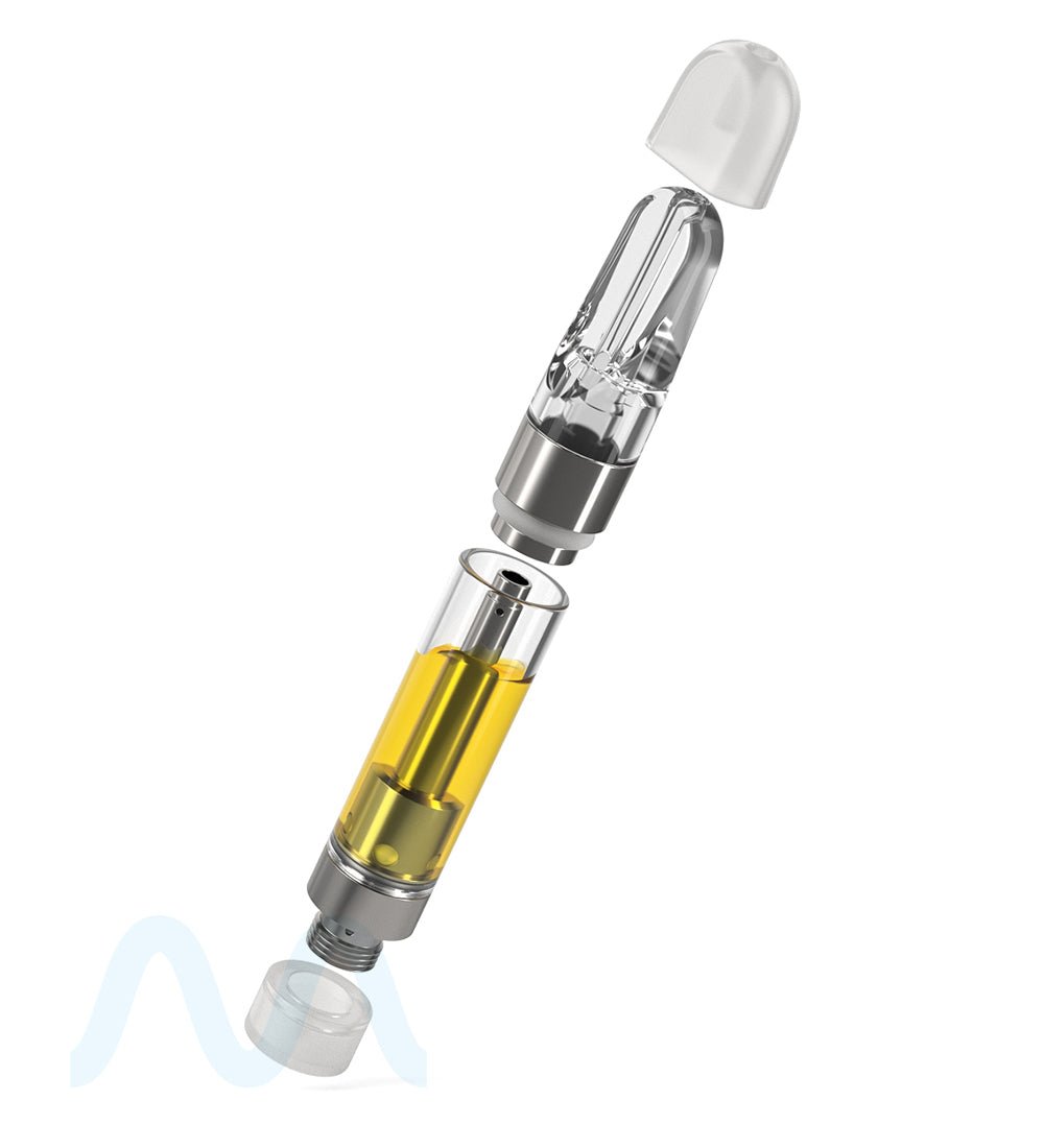 Ceramic Core Glass Vape Cartridge with Flat Clear Plastic Mouthpiece | 1mL - Press On - 1200 Count - 9