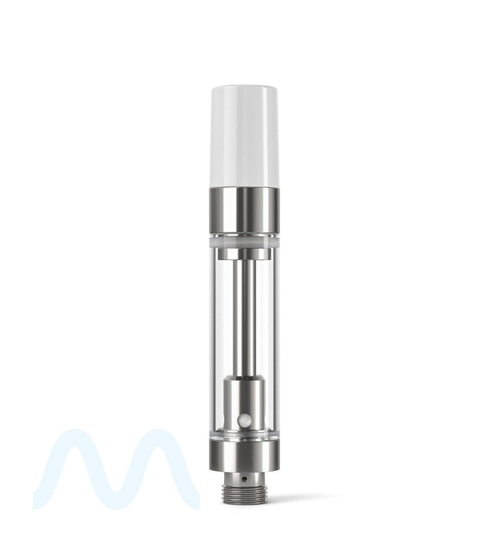 Ceramic Core Glass Vape Cartridge with Round White Plastic Mouthpiece | 1mL - Press On - 1600 Count Image