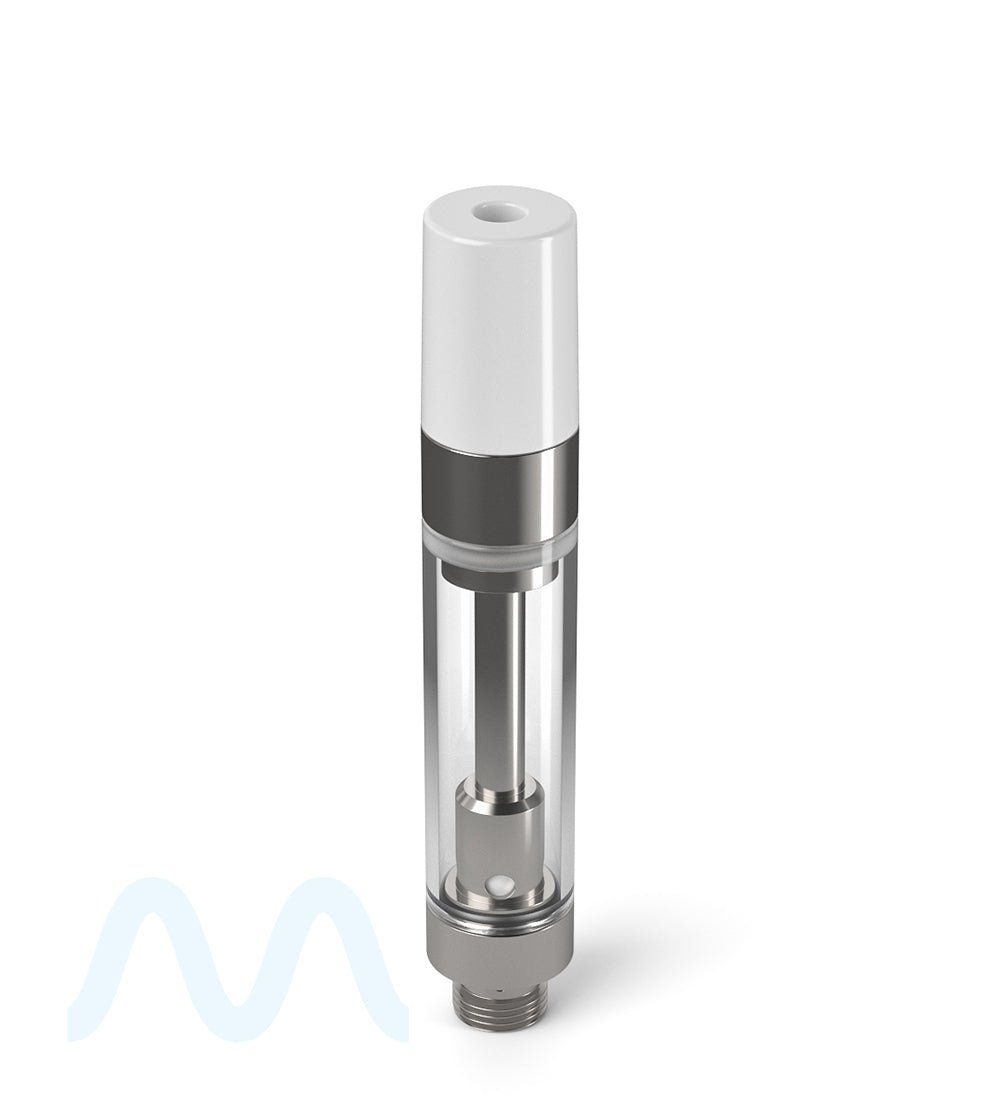 Ceramic Core Glass Vape Cartridge with Round White Plastic Mouthpiece | 1mL - Press On - 1600 Count - 2