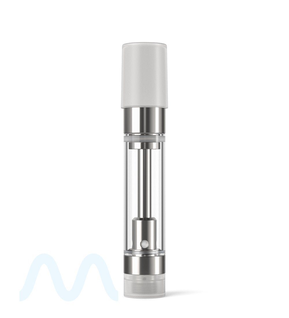 Ceramic Core Glass Vape Cartridge with Round White Plastic Mouthpiece | 1mL - Press On - 1600 Count - 5