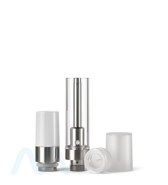 Ceramic Core Glass Vape Cartridge with Round White Plastic Mouthpiece | 1mL - Press On - 1600 Count - 6