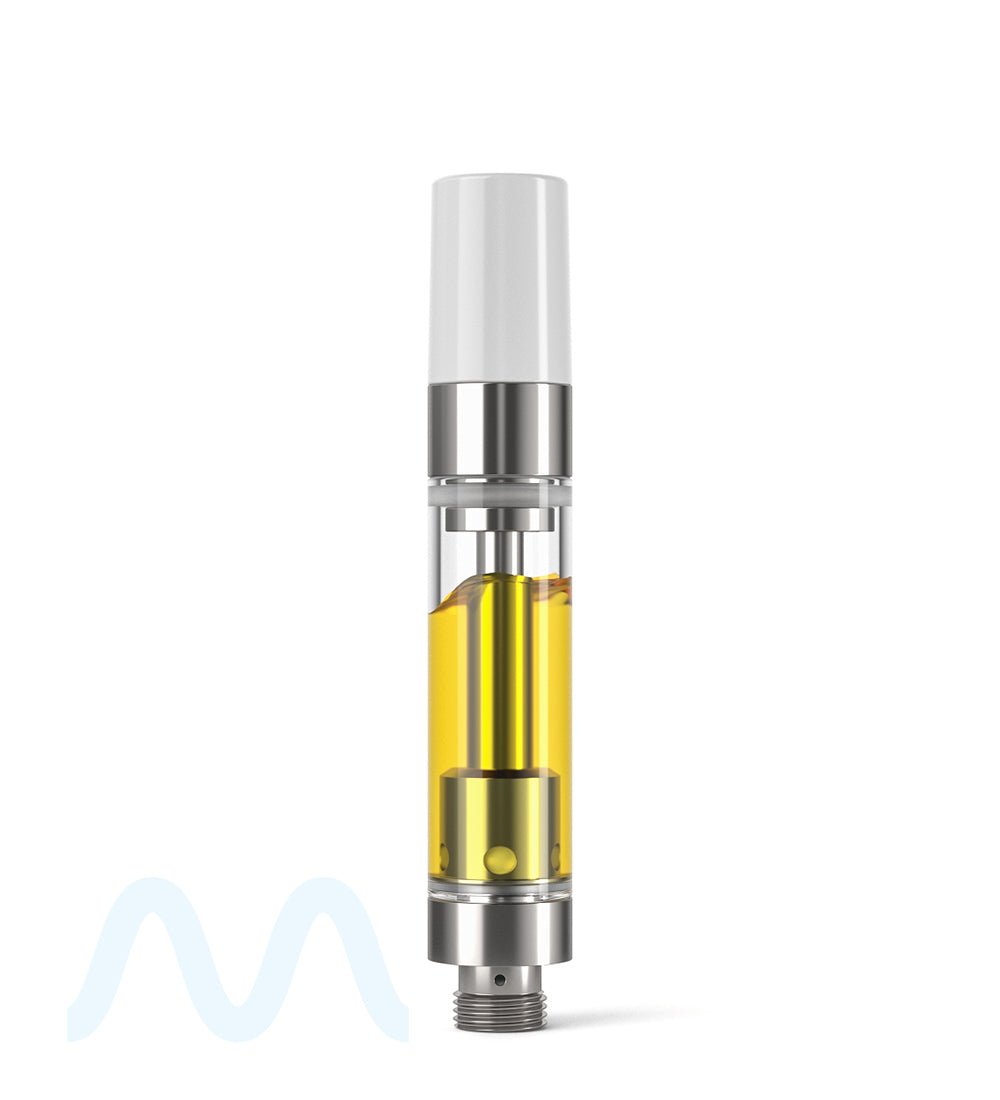 Ceramic Core Glass Vape Cartridge with Round White Plastic Mouthpiece | 1mL - Press On - 1600 Count - 8