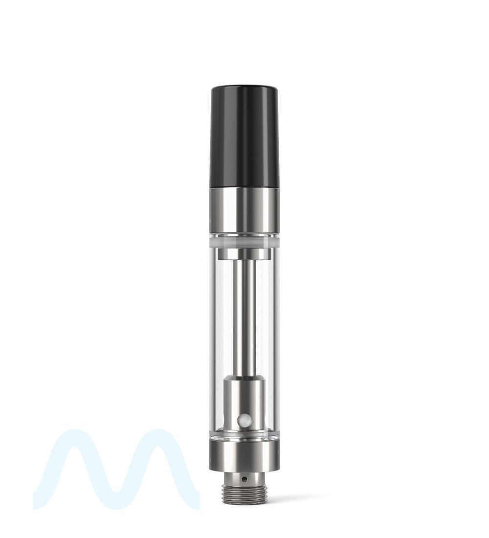 Ceramic Core Glass Vape Cartridge with Round Black Plastic Mouthpiece | 1mL - Press On - 1600 Count - 1