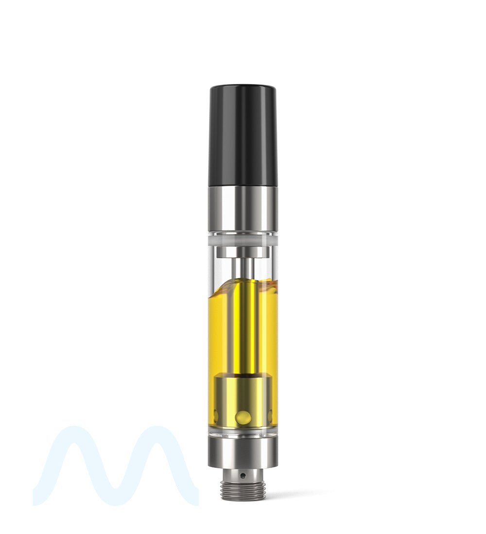 Ceramic Core Glass Vape Cartridge with Round Black Plastic Mouthpiece | 1mL - Press On - 1600 Count - 8