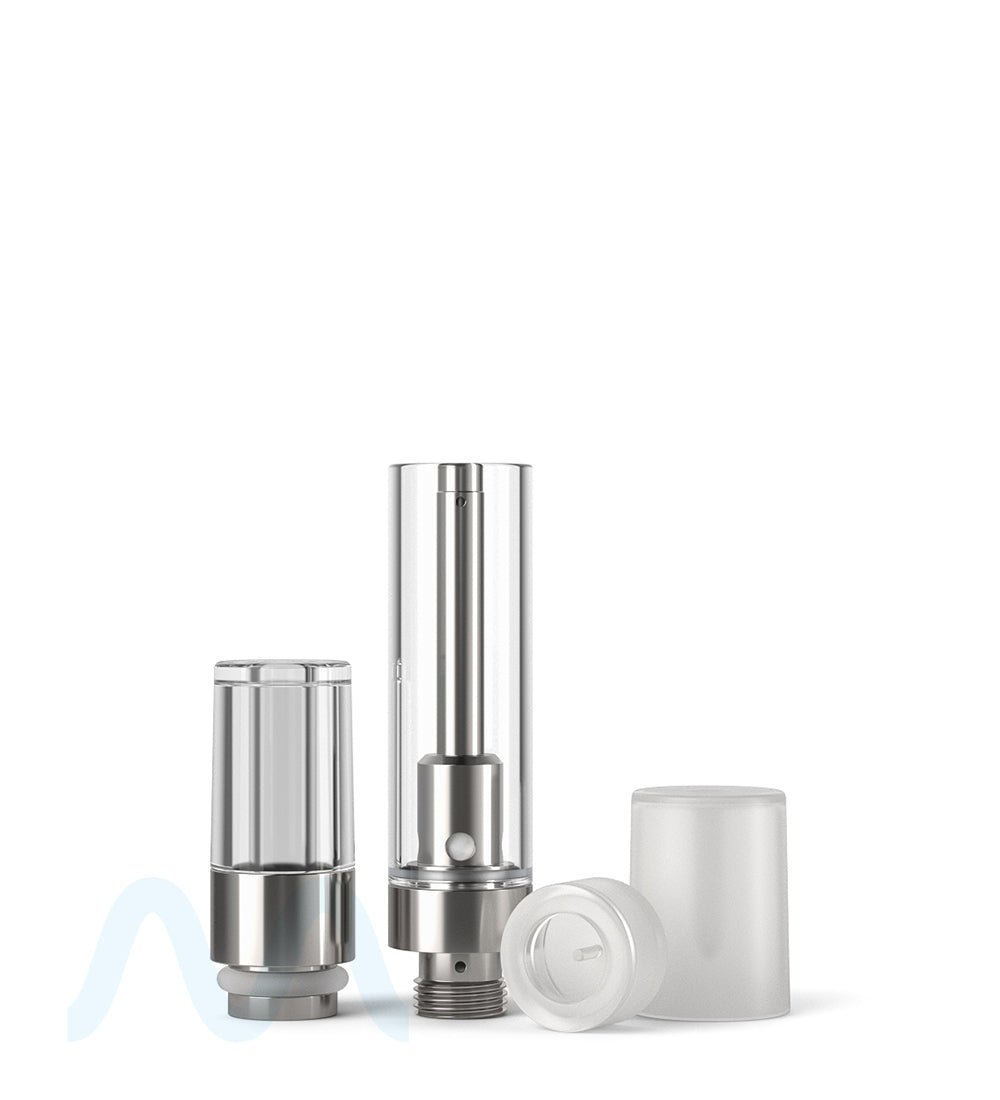 RAE | Ceramic Core Glass Vape Cartridge with Round Clear Plastic Mouthpiece | 1mL - Press On - 1600 Count - 6