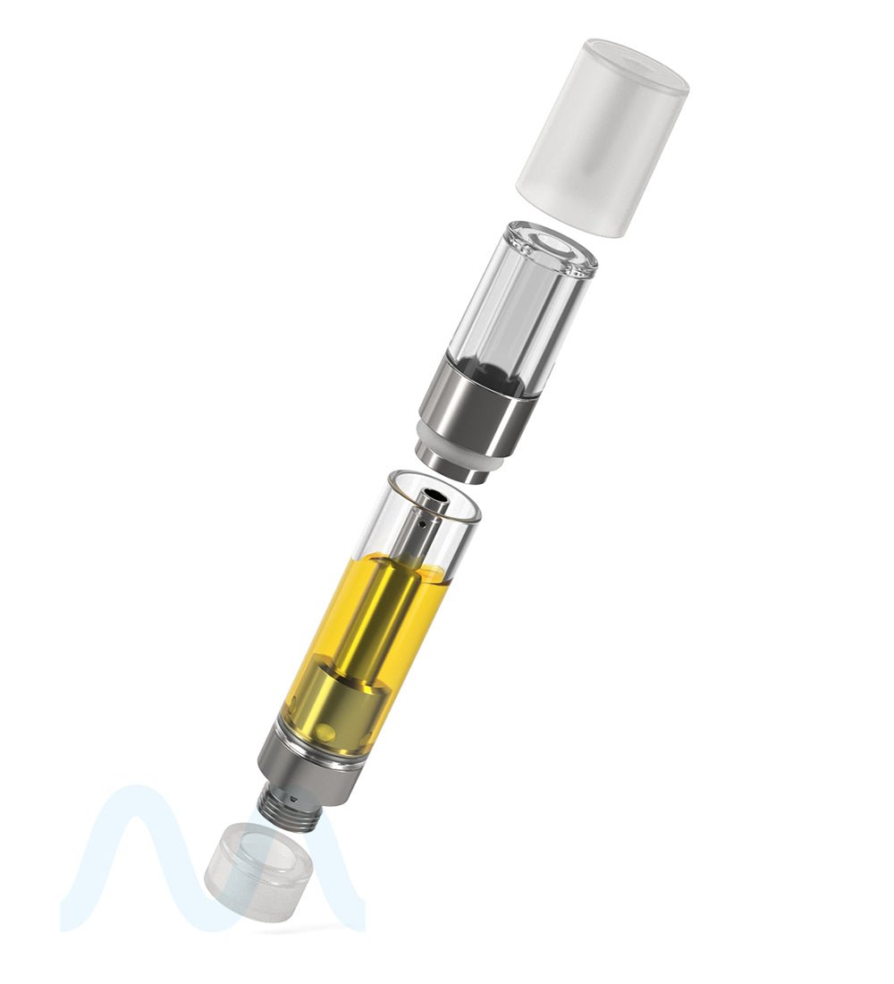 RAE | Ceramic Core Glass Vape Cartridge with Round Clear Plastic Mouthpiece | 1mL - Press On - 1600 Count - 9