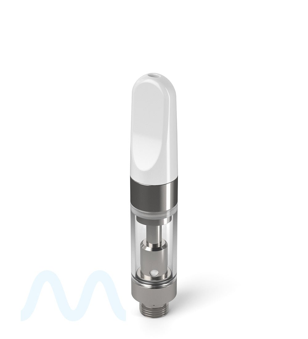 Ceramic Core Glass Vape Cartridge with Flat White Plastic Mouthpiece | 0.5mL - Press On - 1200 Count - 2