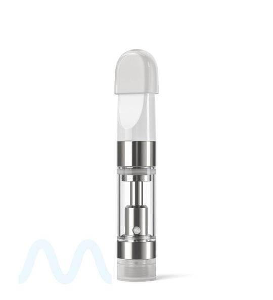 Ceramic Core Glass Vape Cartridge with Flat White Plastic Mouthpiece | 0.5mL - Press On - 1200 Count - 5