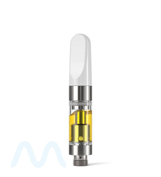 Ceramic Core Glass Vape Cartridge with Flat White Plastic Mouthpiece | 0.5mL - Press On - 1200 Count - 8