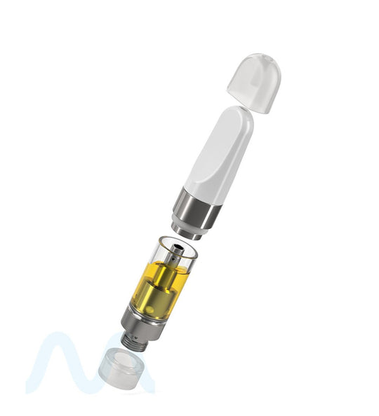 Ceramic Core Glass Vape Cartridge with Flat White Plastic Mouthpiece | 0.5mL - Press On - 1200 Count - 9