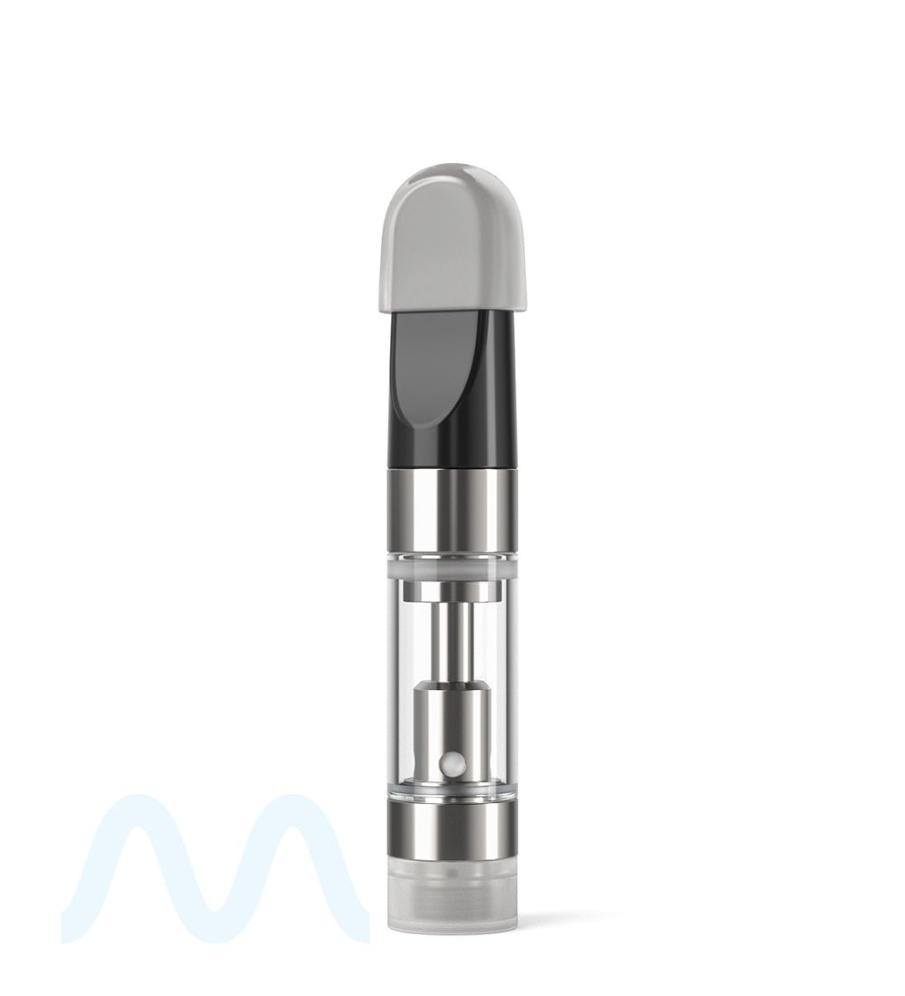 Ceramic Core Glass Vape Cartridge with Flat Black Plastic Mouthpiece | 0.5mL - Press On - 1200 Count - 5