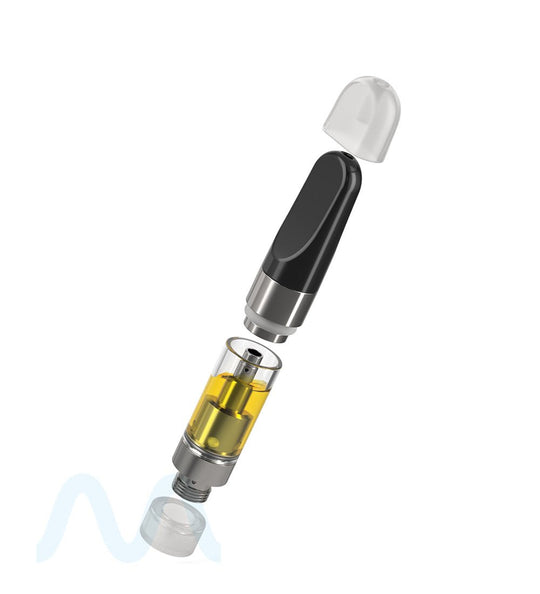 Ceramic Core Glass Vape Cartridge with Flat Black Plastic Mouthpiece | 0.5mL - Press On - 1200 Count - 9