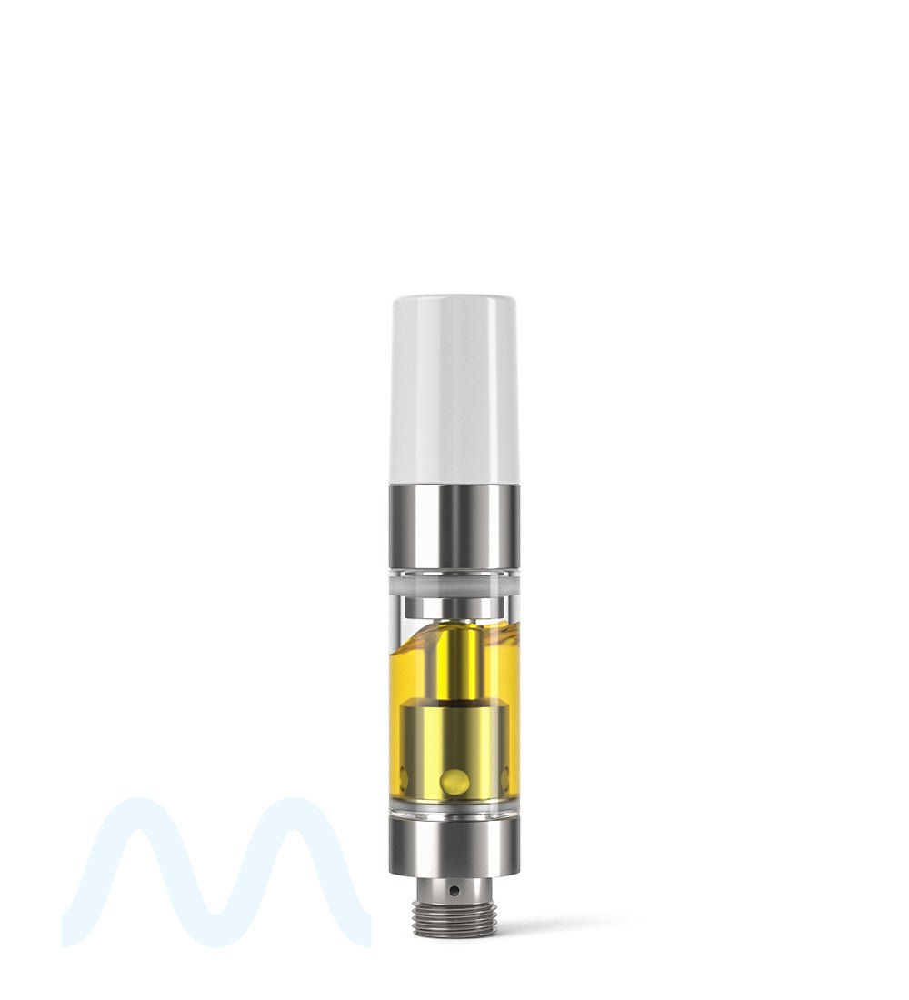 Ceramic Core Glass Vape Cartridge with Round White Plastic Mouthpiece | 0.5mL - Press On - 1600 Count - 8