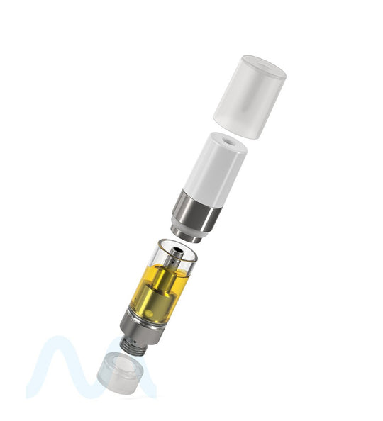 Ceramic Core Glass Vape Cartridge with Round White Plastic Mouthpiece | 0.5mL - Press On - 1600 Count - 9