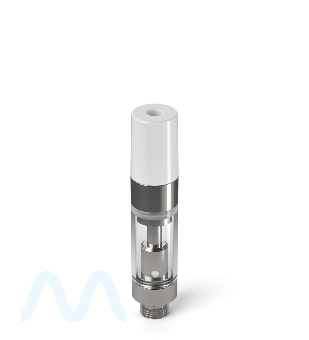 Ceramic Core Glass Vape Cartridge with Round White Plastic Mouthpiece | 0.5mL - Press On - 1600 Count - 2