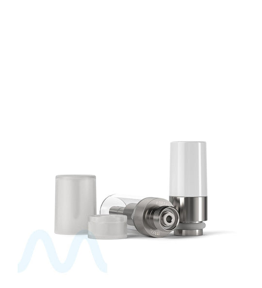 Ceramic Core Glass Vape Cartridge with Round White Plastic Mouthpiece | 0.5mL - Press On - 1600 Count - 7