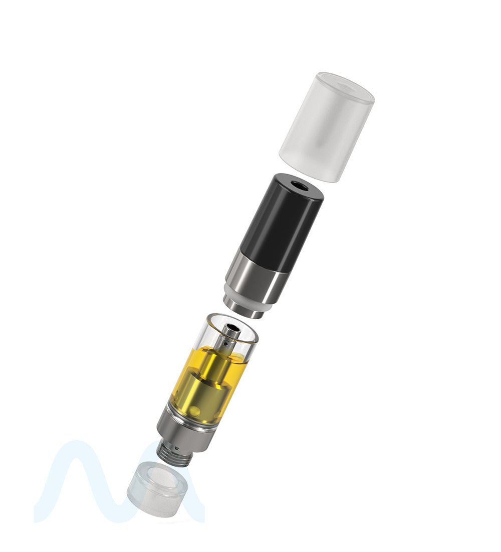 Ceramic Core Glass Vape Cartridge with Round Black Plastic Mouthpiece | 0.5mL - Press On - 1600 Count - 9