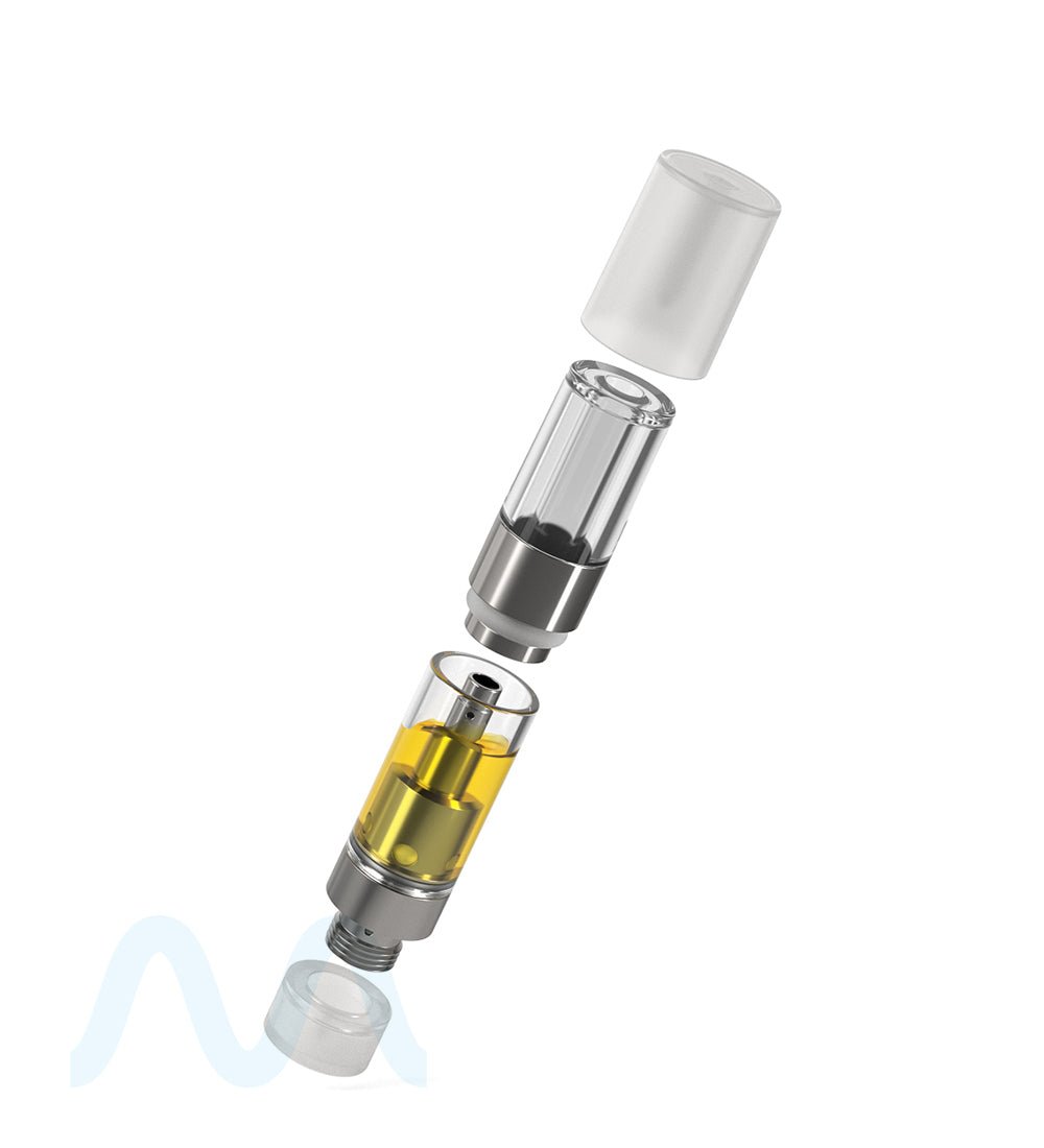 Ceramic Core Glass Vape Cartridge with Round Clear Plastic Mouthpiece | 0.5mL - Press On - 1600 Count - 9