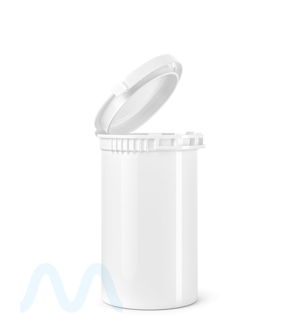 Child Resistant & Tamper Evident | Opaque White Pop Top Bottles | 19dr - 3.5g - 256 Count - 1