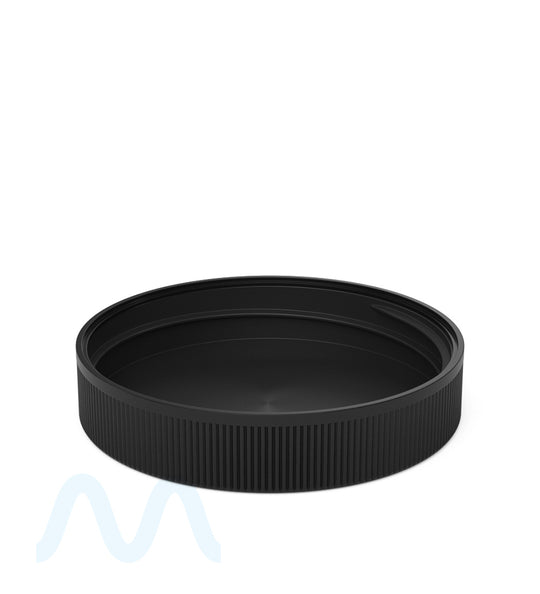 Child Resistant | Ribbed Push Down & Turn Plastic Caps | 89mm - Semi Gloss Black - 205 Count