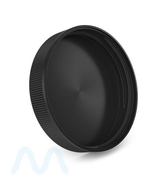 Child Resistant | Ribbed Push Down & Turn Plastic Caps | 89mm - Semi Gloss Black - 205 Count