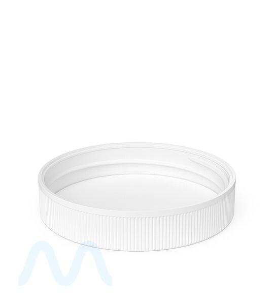 Child Resistant | Ribbed Push Down & Turn Plastic Caps w/ Foam Liner | 89mm - Semi Gloss White - 205 Count