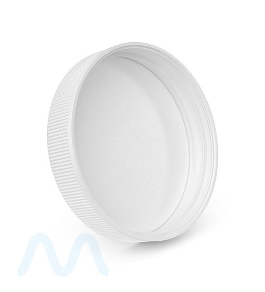 Child Resistant | Ribbed Push Down & Turn Plastic Caps w/ Foam Liner | 89mm - Semi Gloss White - 205 Count