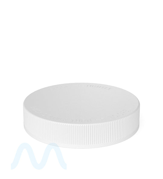 Child Resistant | Ribbed Push Down & Turn Plastic Caps | 89mm - Matte White - 205 Count