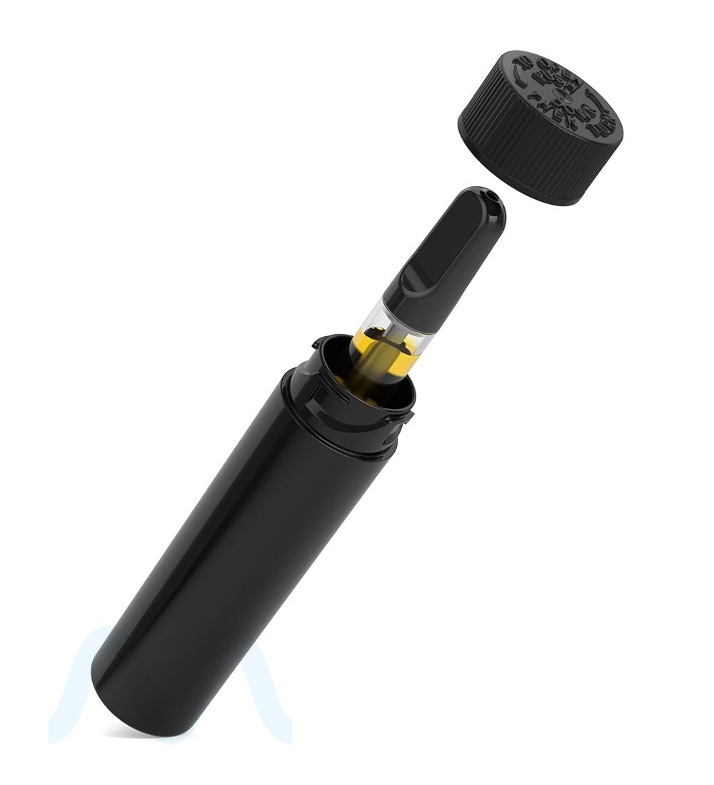 Child Resistant | Push Down & Turn Vape Cartridge Tube | 90mm - Black - 500 Count - 7