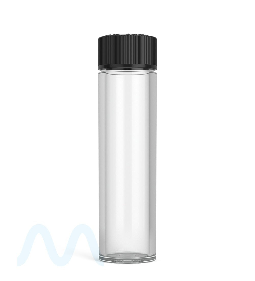 Child Resistant | Push Down & Turn Vape Cartridge Tube w/ Black Cap | 84mm - Clear - 500 Count - 1