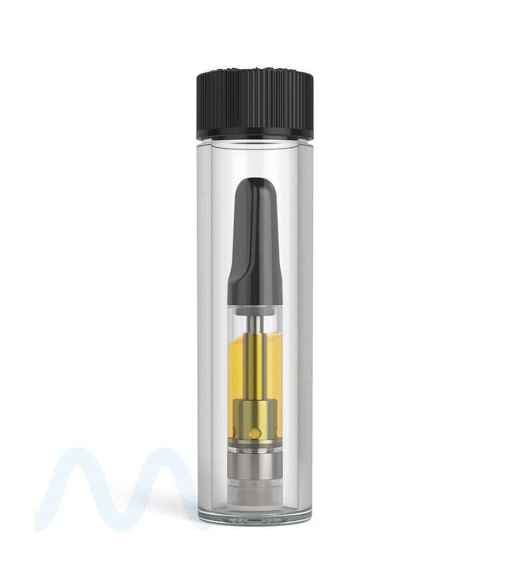 Child Resistant | Push Down & Turn Vape Cartridge Tube w/ Black Cap | 84mm - Clear - 500 Count - 2