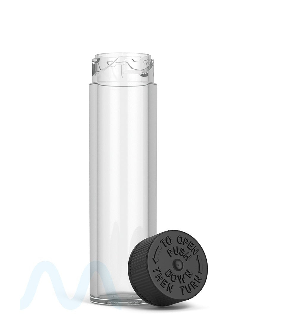 Child Resistant | Push Down & Turn Vape Cartridge Tube w/ Black Cap | 84mm - Clear - 500 Count - 4