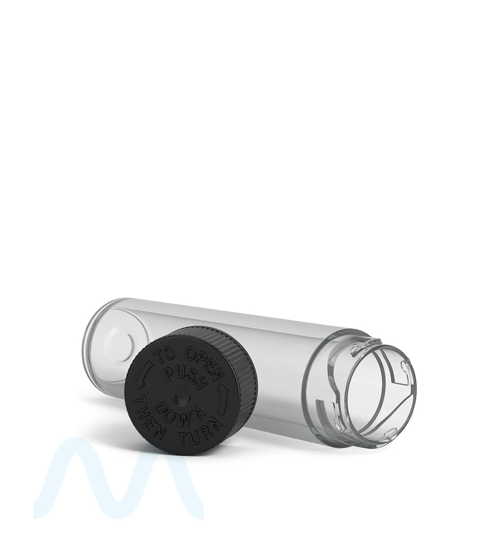 Child Resistant | Push Down & Turn Vape Cartridge Tube w/ Black Cap | 84mm - Clear - 500 Count - 6