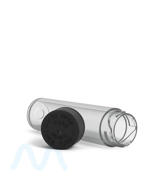 Child Resistant | Push Down & Turn Vape Cartridge Tube w/ Black Cap | 84mm - Clear - 500 Count - 6