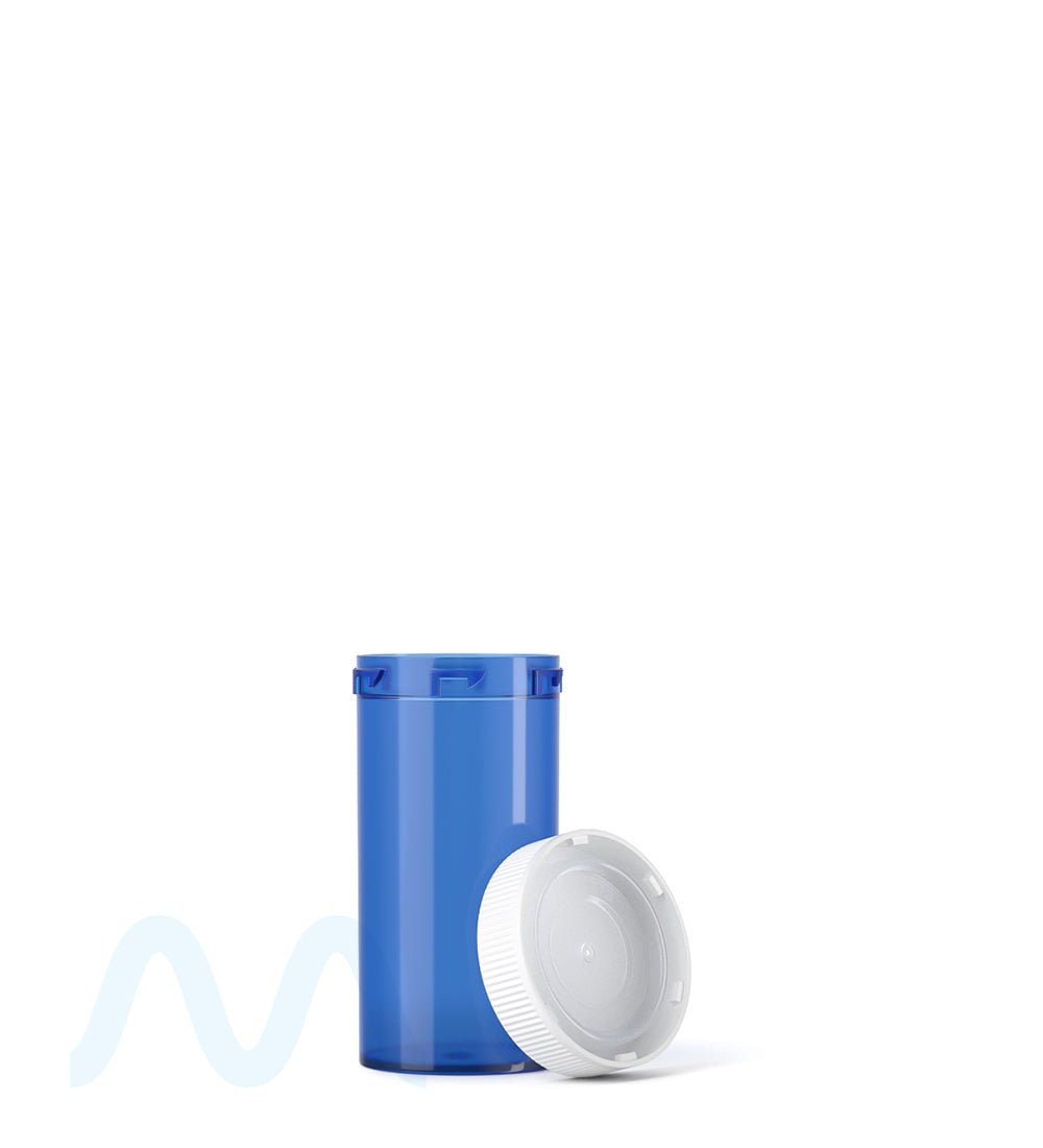 Child Resistant | Transparent Blue Veterinary Push Down & Turn Cap Vial | 13dr - 310 Count - 6