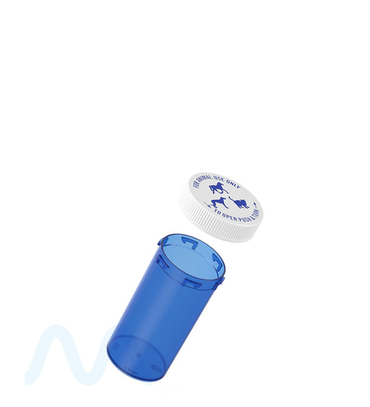 Child Resistant | Transparent Blue Veterinary Push Down & Turn Cap Vial | 13dr - 310 Count