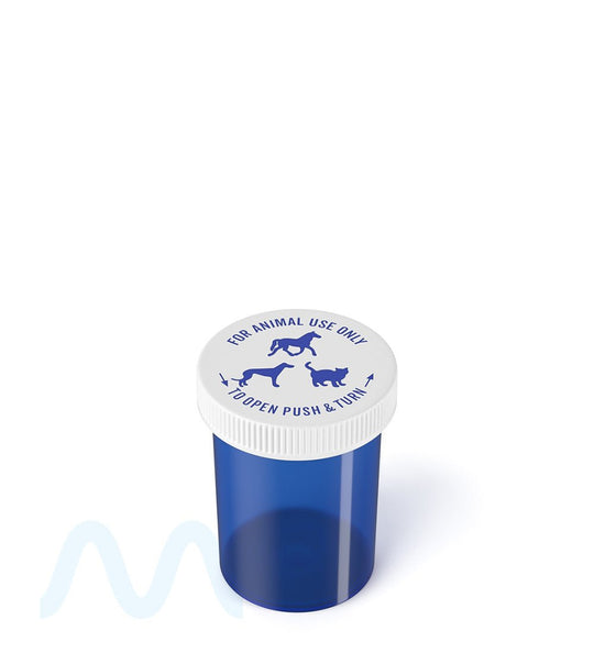 Child Resistant | Transparent Blue Veterinary Push Down & Turn Cap Vial | 30dr - 200 Count - 1